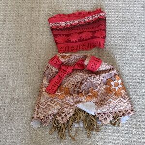 Disney Moana Outfit Red and Orange Kids Costume sz 4-6x